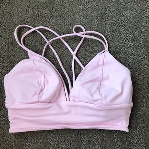 Pink Lululemon strappy sports bra size 6